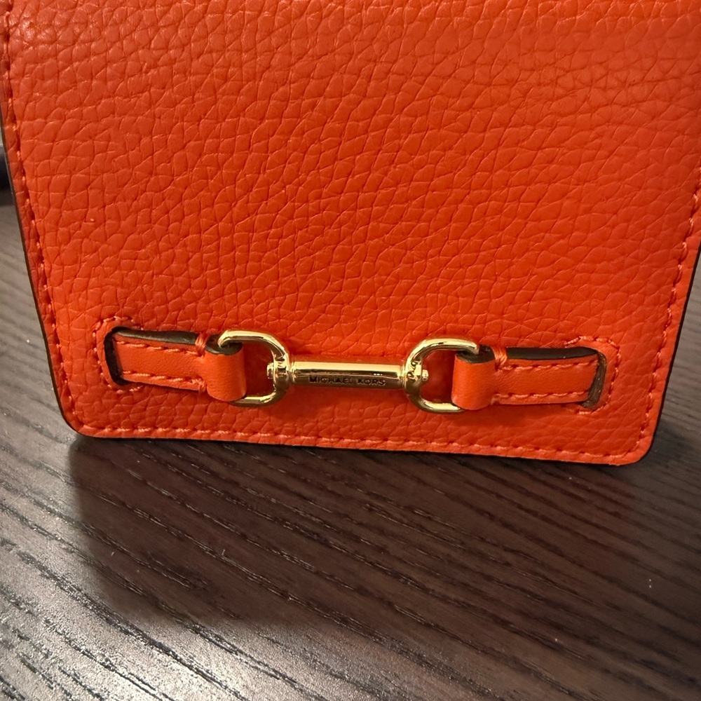 Michael Kors Bright Orange Leather Card Holder - Picture 4 of 7